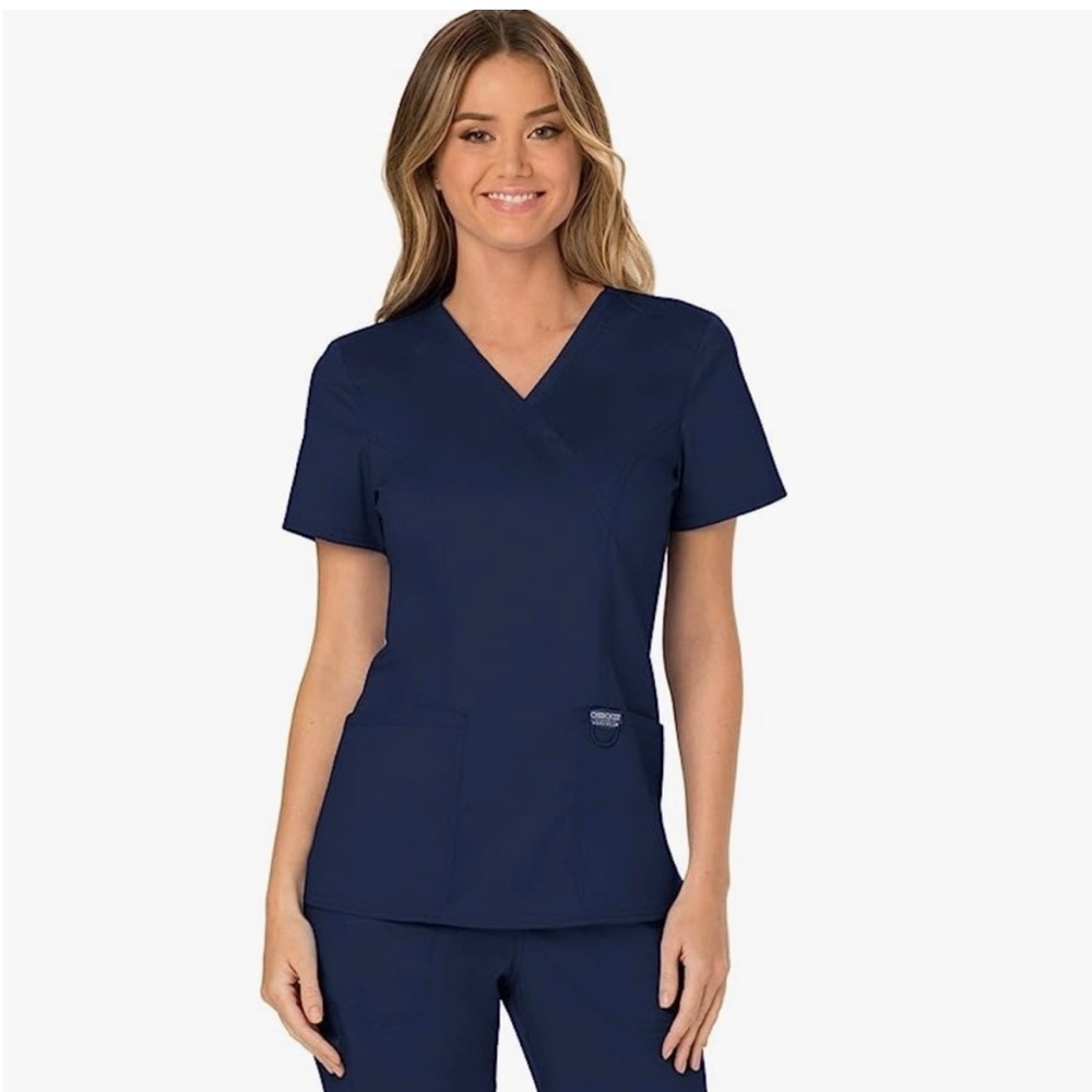 Cherokee Revolution Mock Wrap Scrub Top for Women size medium